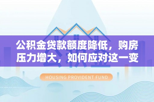 魏都公积金贷款额度降低，购房压力增大，如何应对这一变化？